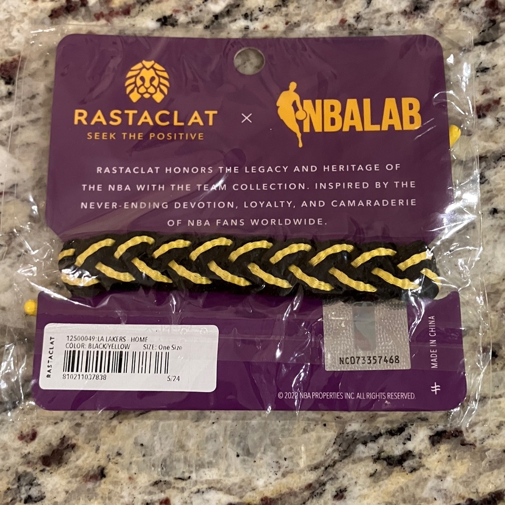 Rastaclat x NBA Los Angeles Lakers Braided Bracelet Black Gold Purple One Size - Picture 2 of 2